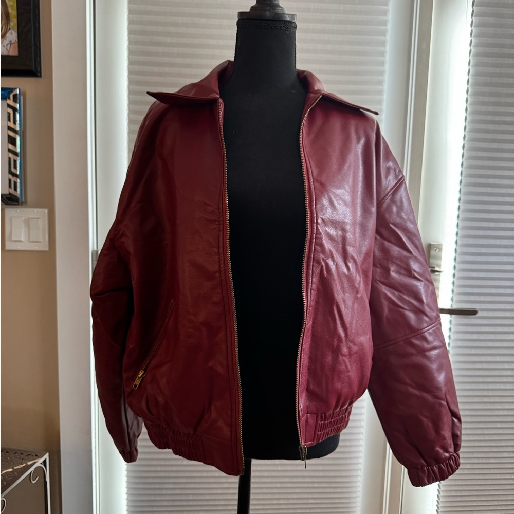 Edikted Deep Red Leather Jacket